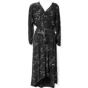 Rebecca Taylor Black Silk Assymetric Belted Dress